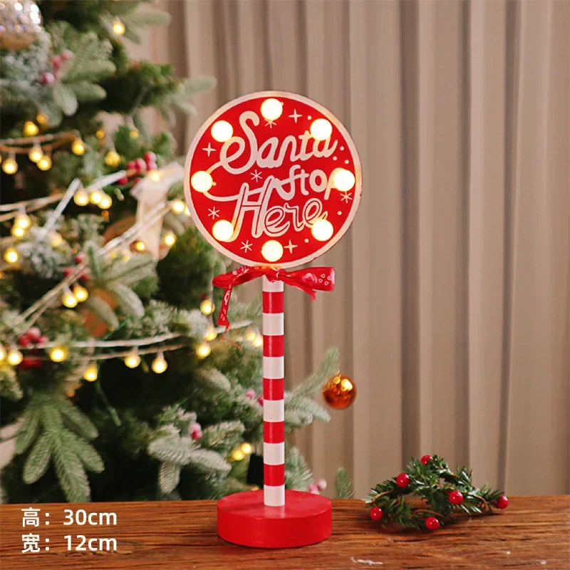 2026 Christmas Decorative Lights, LED Lamp Desktop Night Lights Xtmas Party Decorations for Home Windows Display Santa Stop Here