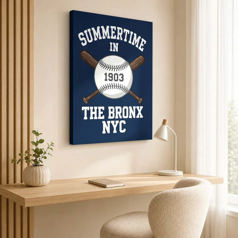 Summertime in the Bronx 1903 Baseball Canvas Poster Personalized Photo Sports Portrait Wall Paintings Decoration for Game Room