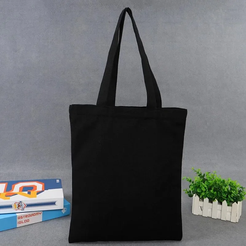 5 pcs cotton Shopping Bags with Black  Handles for Clothes Shoes Boutique Shop Gift Packaging Custom LOGO Printed