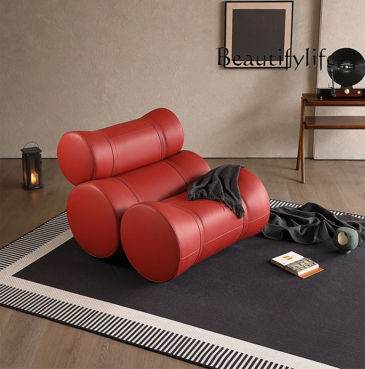 

Italian medieval creative personalized art sofa chair retro red lazy leisure living room balcony