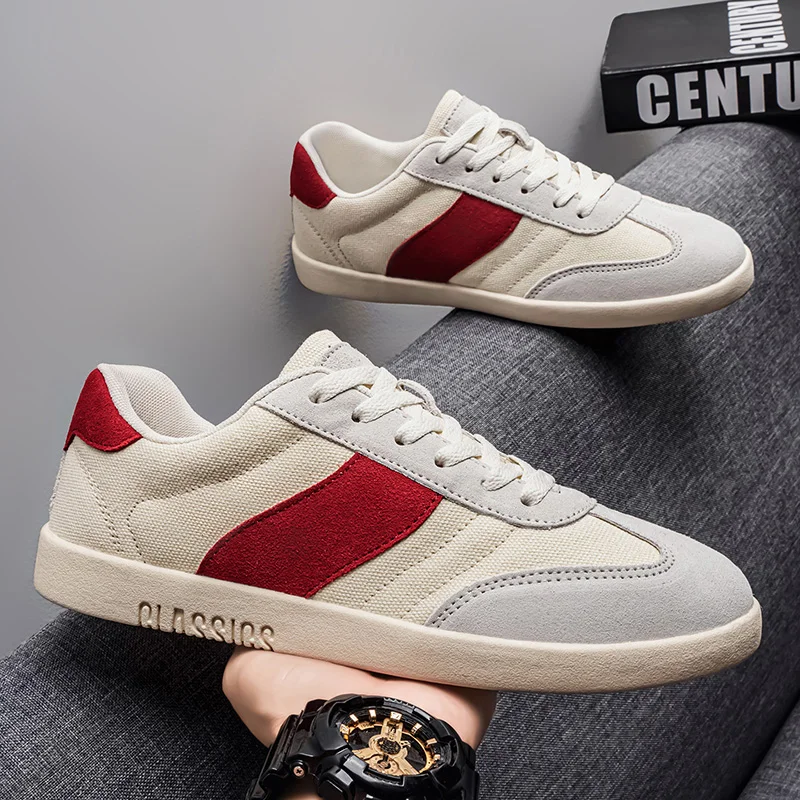 

Мужские повседневные кроссовки с цветовыми вставками, стильные уличные молодежные кеды, модная мужская обувь для скейтбординга, универсальные вулканизированные кроссовки-трейнеры