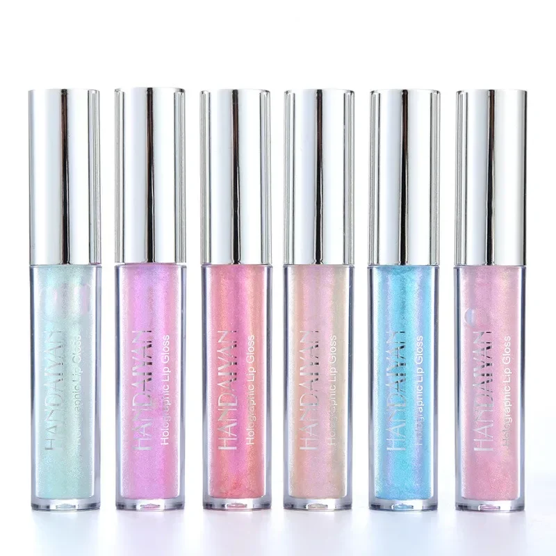 6 Colors Laser Holographic Lip Gloss Liquid Lipstick Mermaid Pigment Longlasting Glitter Lipgloss Waterproof Metallic Lip Makeup