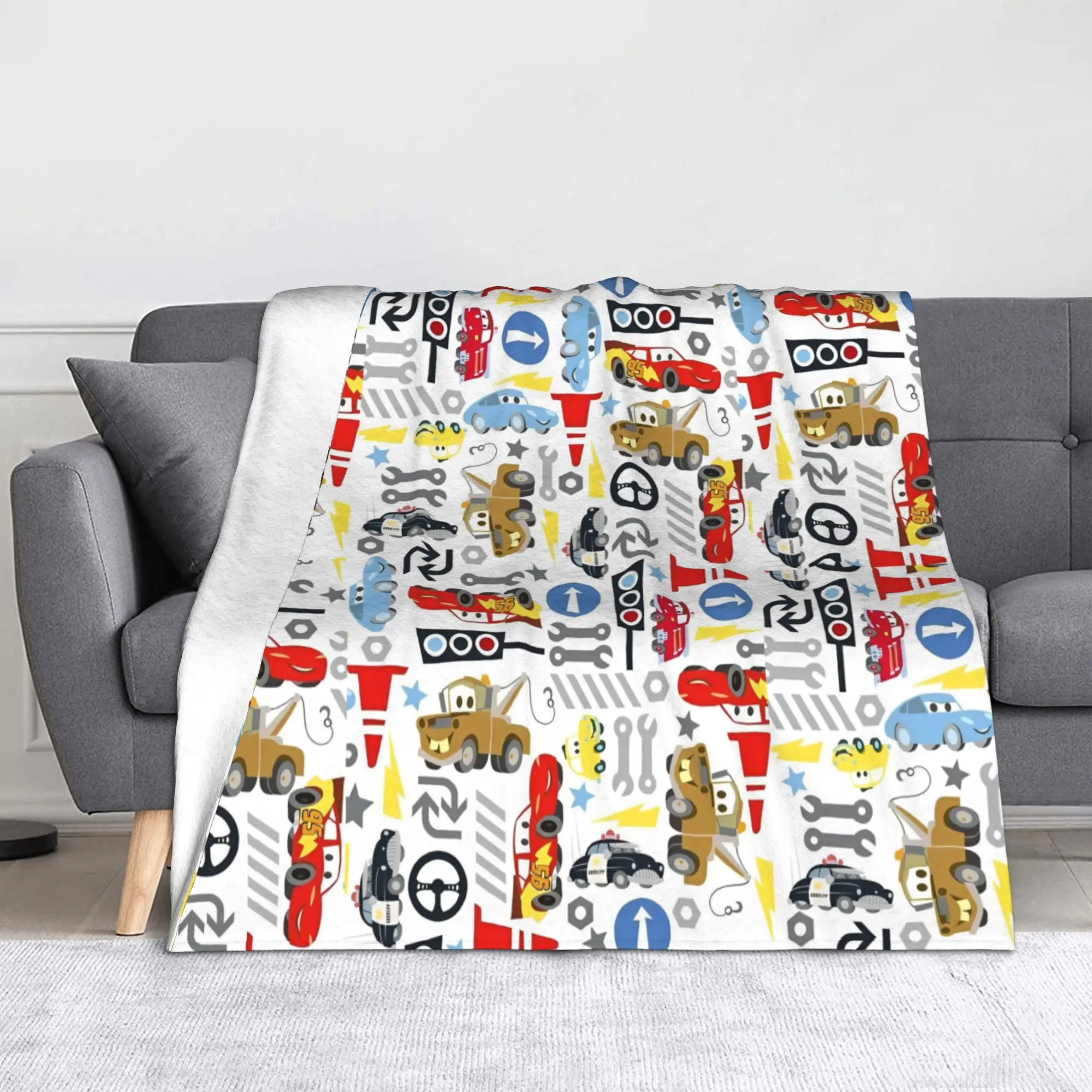 

Вязаное одеяло Life Is A Highway Lightning McQueen, флисовое одеяло для автомобилей, теплое одеяло для путешествий на открытом воздухе, покрывало