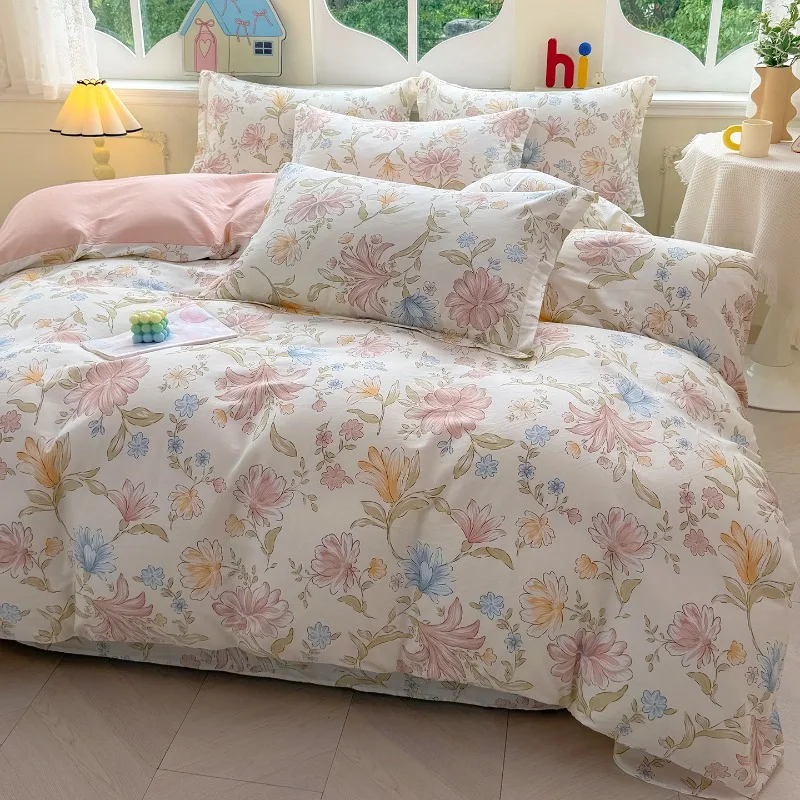 High Quality  3pcs 100% Cotton  bedding Set Striped Printing 1PC Duvet Cover 2PC Pillowcase Cotton Soft Skin Friendly Bedding