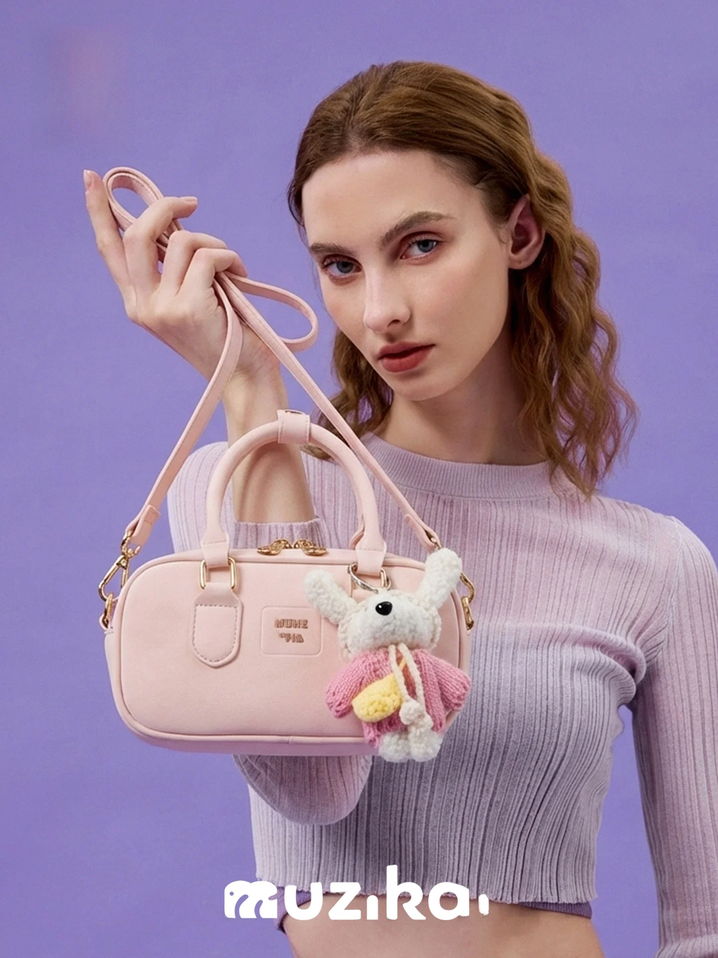 

MuziKai 2026 New Women's Handbag Bowling Bag Commuter Crossbody Bag Medium Hardness Soft Handle Polyester Zipper Closure