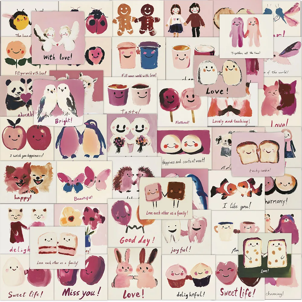 50PCS Nette Handgezeichnete LIEBE Karte Aufkleber Gitarre Notebook Gepäck Telefon Fall DIY Wasserdichte Aufkleber Spielzeug