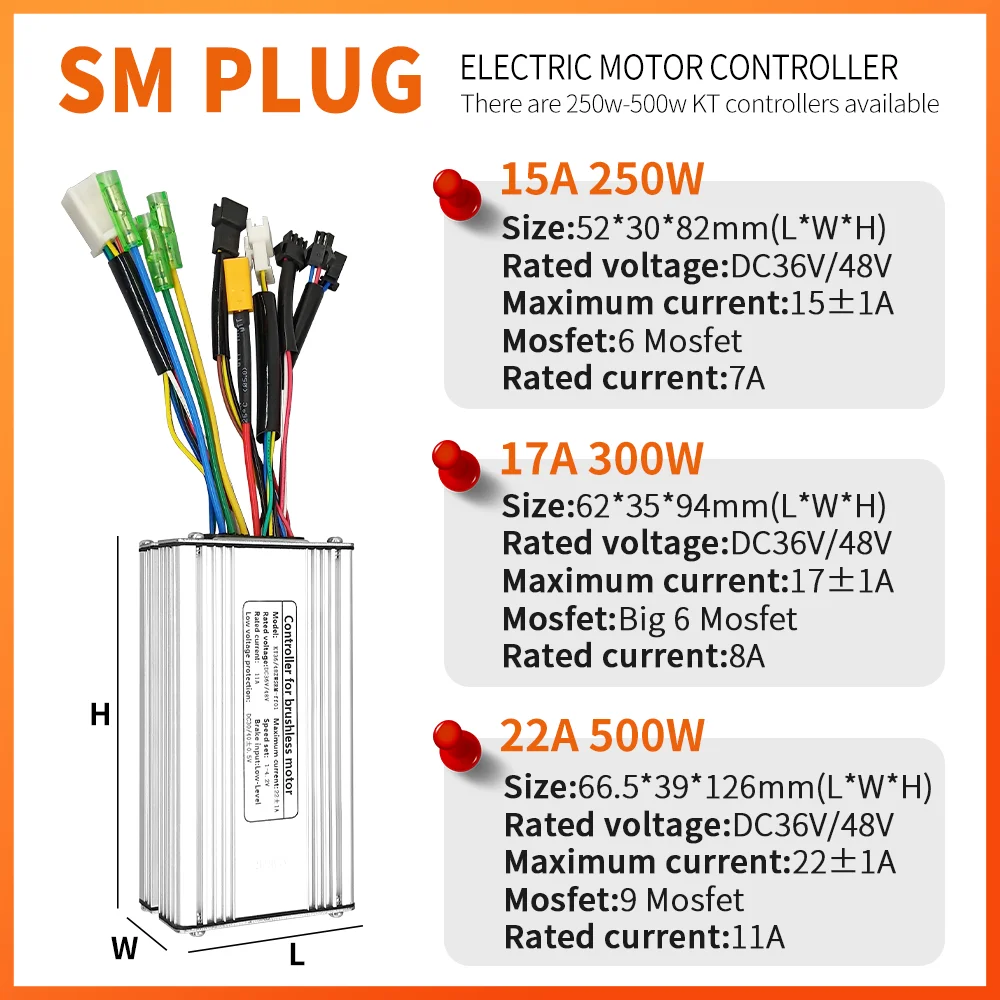 KT Ebike 15A 17A 22A 250W-500W Controller and 36V/48V LCD3U LCD7U LCD8HU Display with USB Electric Bicycle Display Controller