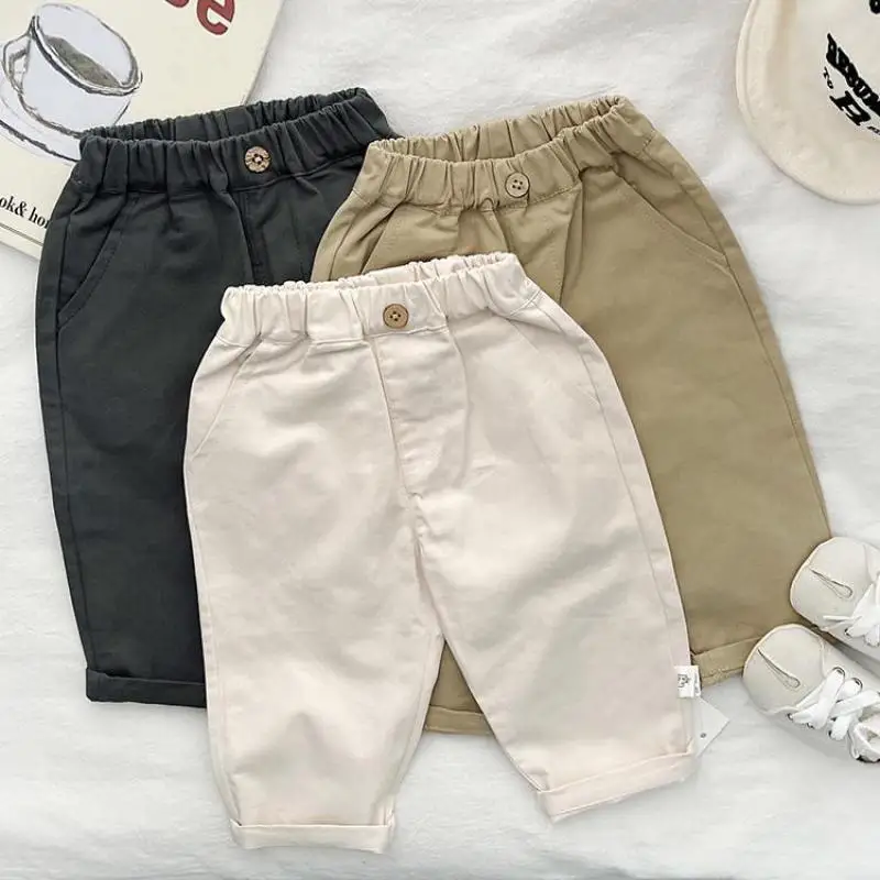 2024 Spring New Baby Loose Trousers Infant Girls Solid Casual Pants Toddler Boys Fashion Versatile Harem Pants Children Clothes