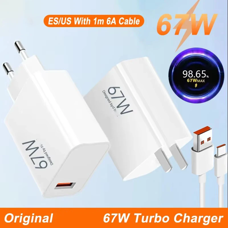 Original 67W Turbo Charge Super Fast Charger EU Adapter For Mi 14 Ultra 13T 12 Lite 11T Redmi Note Poco Xiaomi SmartPhone