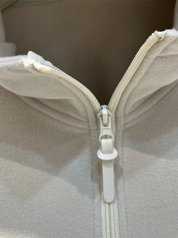 Women's Long Sve Fce-lined Zipper Hoodie Double-sided Brued Thermal Top Casual Comfortable Polyester T-irt