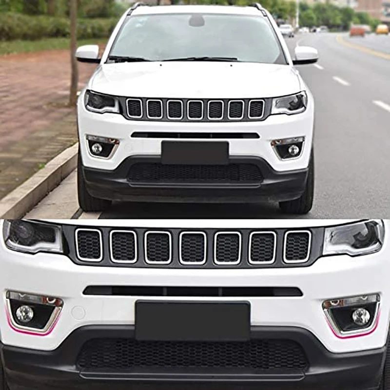 for Jeep Compass 2017-2020 Car Front Fog Lamp Cover Trim silver Decoration Frame Strip Accessories