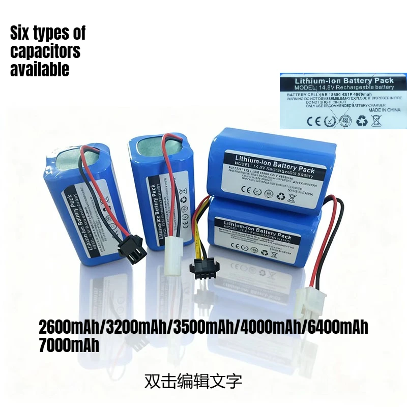 New 14.4V 14.8V 18650 Rechargeable Lithium Battery Pack 7000mAh Suitable for Coswo, Midea, Haier, Pusanik Sweeper Battery 4S1P