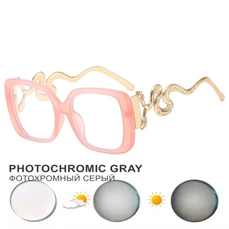 Square Large Frame Non-Prescription Glasses Anti-Blue Light Glasses  Women Retro Glasses Prescription glasses for myopia 0~-6.00