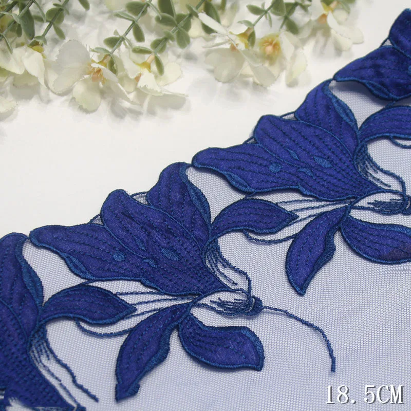 2Yards Big Floral Mesh Tulle Lace Fabric Embroidery Trim Ribbon Trimming Laces Neckline Fabric For Dress DIY Sewing Accessories