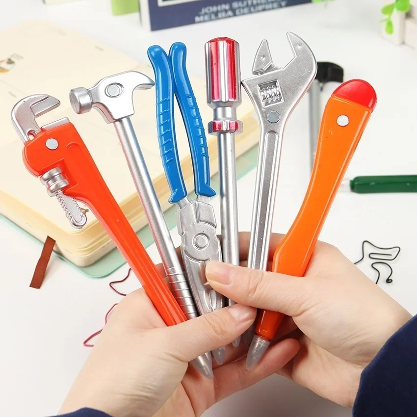 6PCS Creative Simulation Hardware Tools Ballpoint Pens Vise Hand Knife Hammer Novelty Stationery  School Supplies Writing Gifts