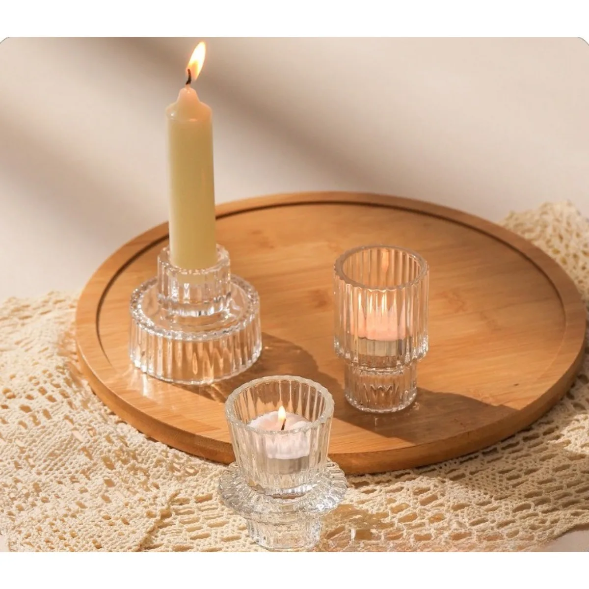 Clear Taper Candle Holders Glass Candle Stick Holder Candlestick Holders for Table Centerpiece Wedding Party Christmas Decor