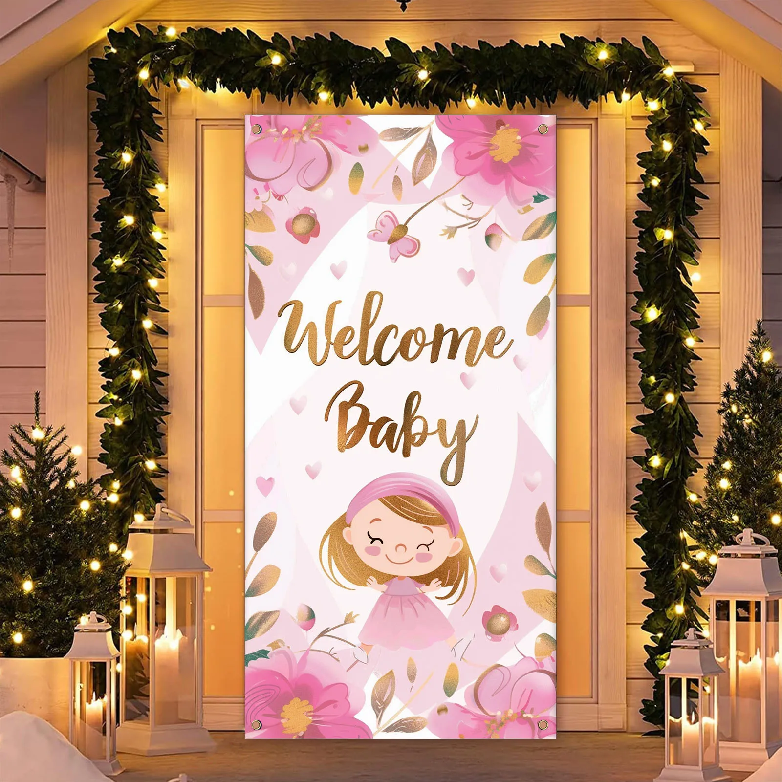 70x35 pollici Banner di benvenuto per bambini, benvenuto a casa Banner per porta per bambina decorazioni per Baby Shower, benvenuto è un Banner per