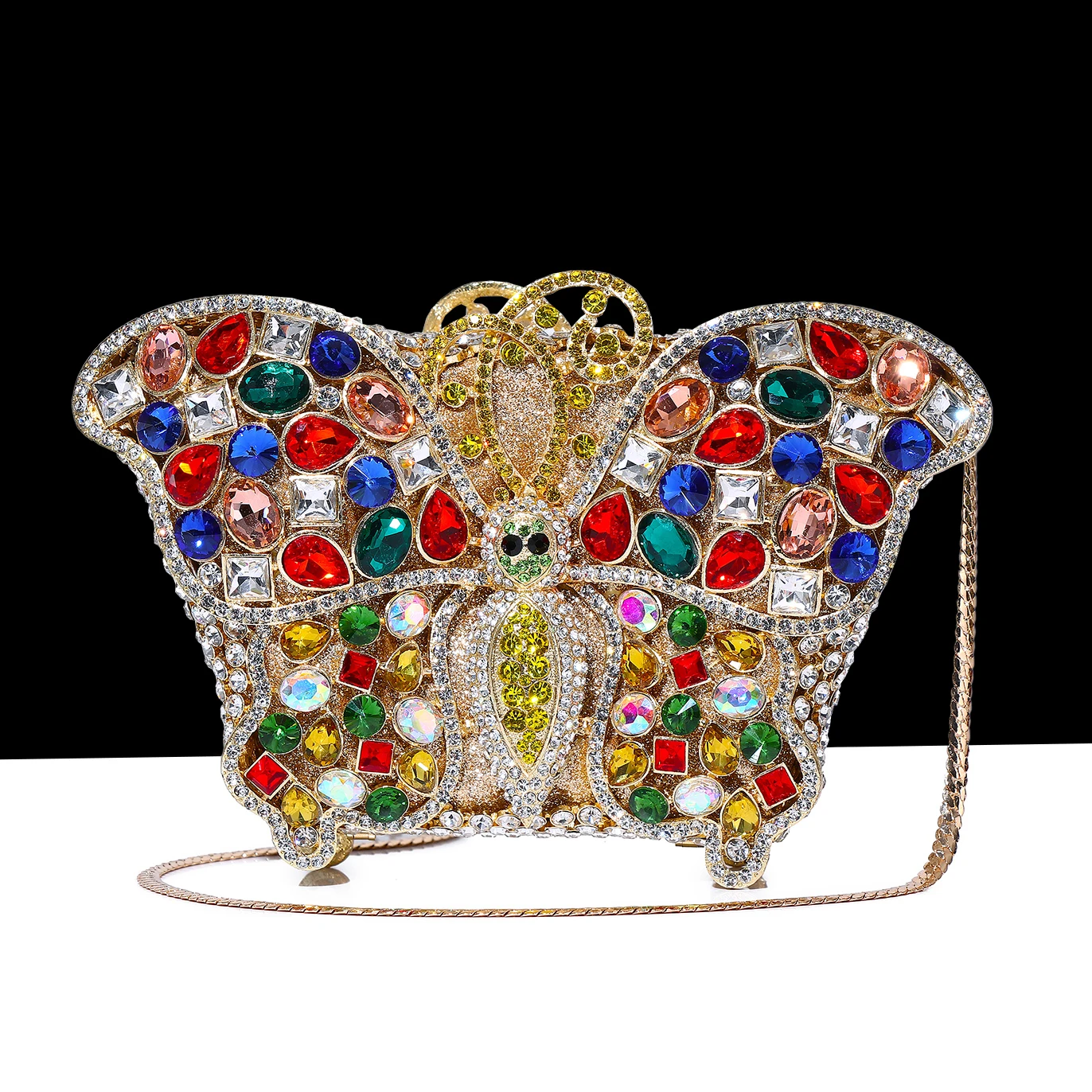 Women Luxury Crystal Dinner Clutch Butterfly Rhinestone Bags for Female Shiny Bling Designer Handbags Banquet Party Purse Bag