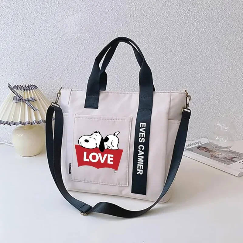 Snoopy Multi Pocket Tote Y2k Bag Travel and Work Shoulder Bags Portable Durable Hobos Handbags for School Daily Cute Women Gift