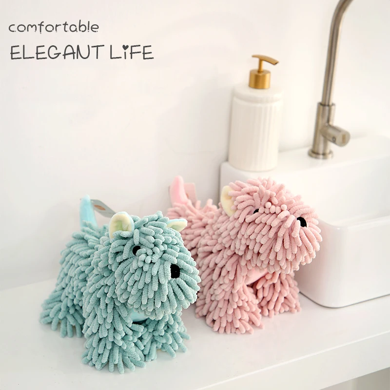 Cartoon Dog Chenille Hand-Wiping Doll, Kitchen And Bathroom Multifunctional Cartoon Animal Creative Hand-Wiping Towel Plush Toy