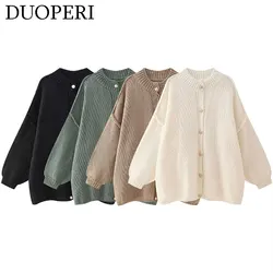 Duoori donna autunno inverno maglione lavorato a maglia allentato o-collo maniche lunghe donna Chic Lady abiti Casual