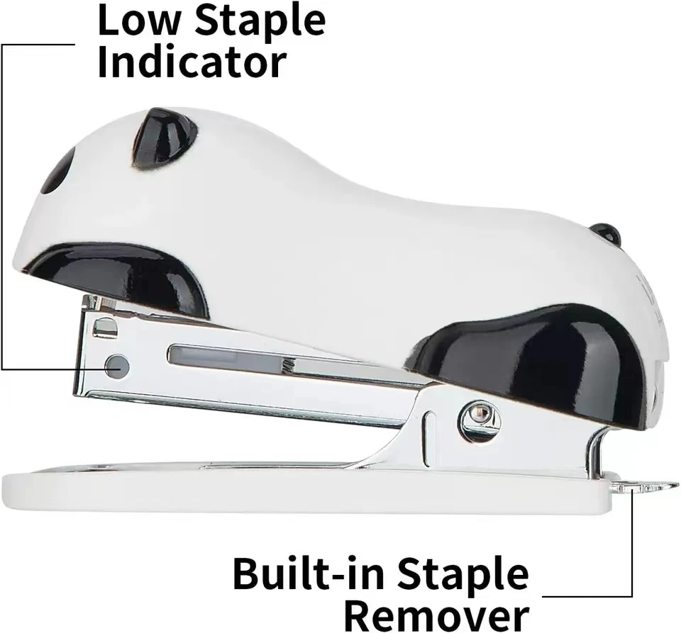 Mini grampeador de mesa Panda fofo, grampeador de escritório, capacidade de 12 folhas, inclui removedor embutido e 1000 peças no.10