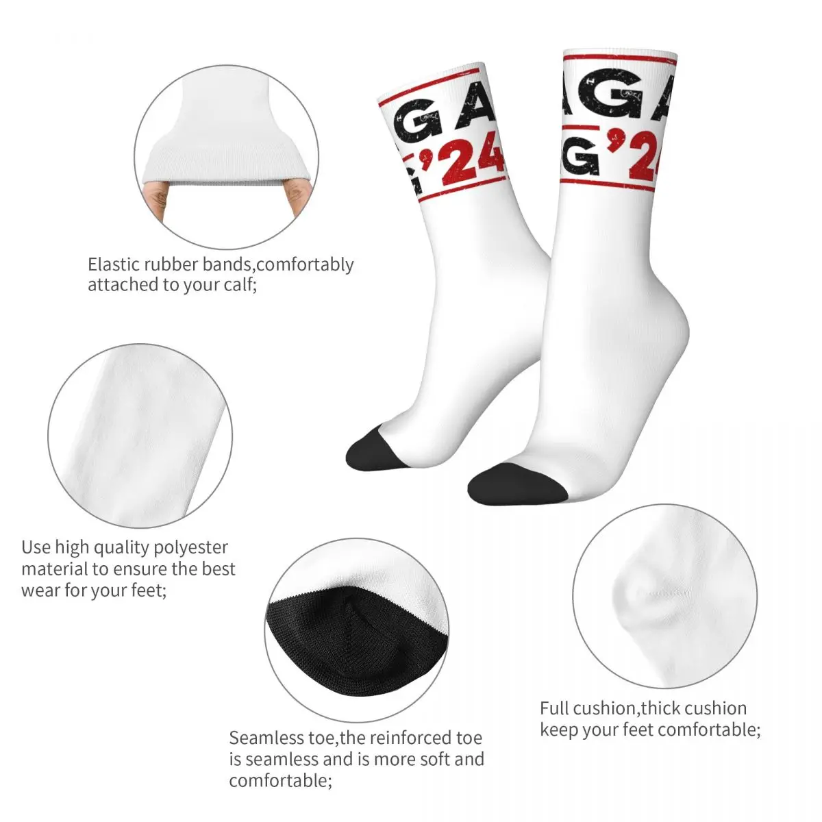 Trump 2024 MAGA Theme Design Socks Product for Male Cozy Printed Socks