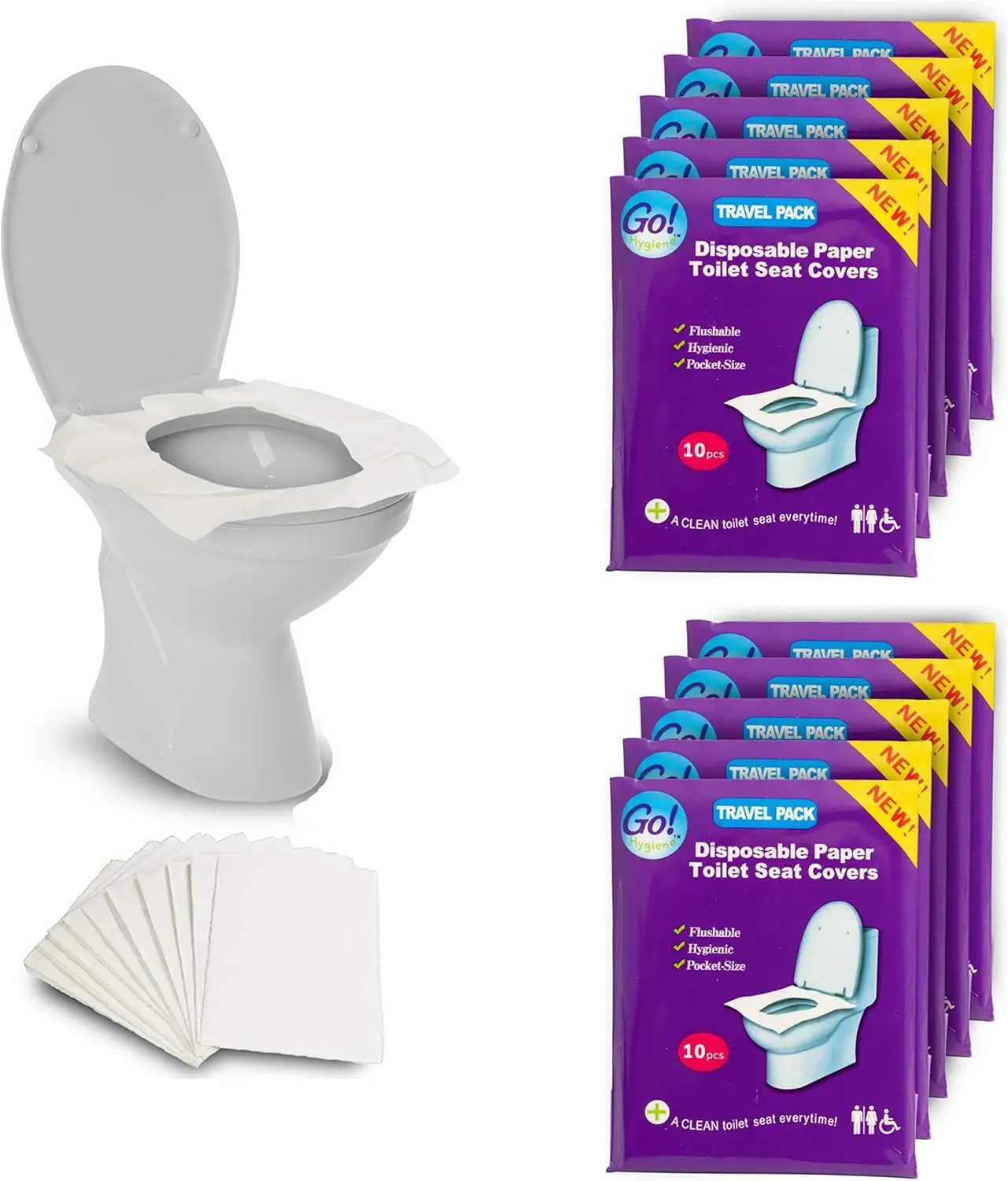 

Disposable Toilet Seat Covers 100 Count - Travel Essential for Public Restrooms