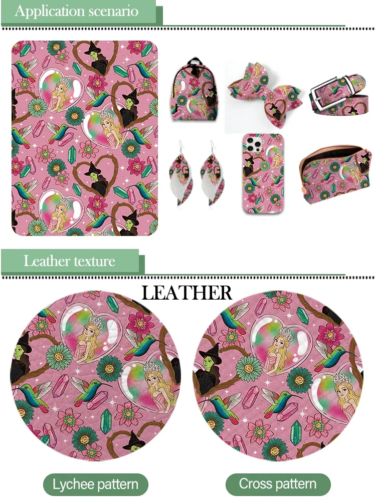 30*22 سنتيمتر غليندا الشريرة و Elphaba مطبوعة نمط الجلود الاصطناعية الصليب Vinly DIY بها بنفسك الشعر القوس مجوهرات القرط الحرفية صنع