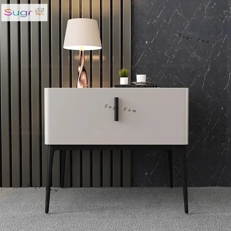 

Installation-free bedside table simple modern light luxury high-end bedroom paint solid wood creative bedside table