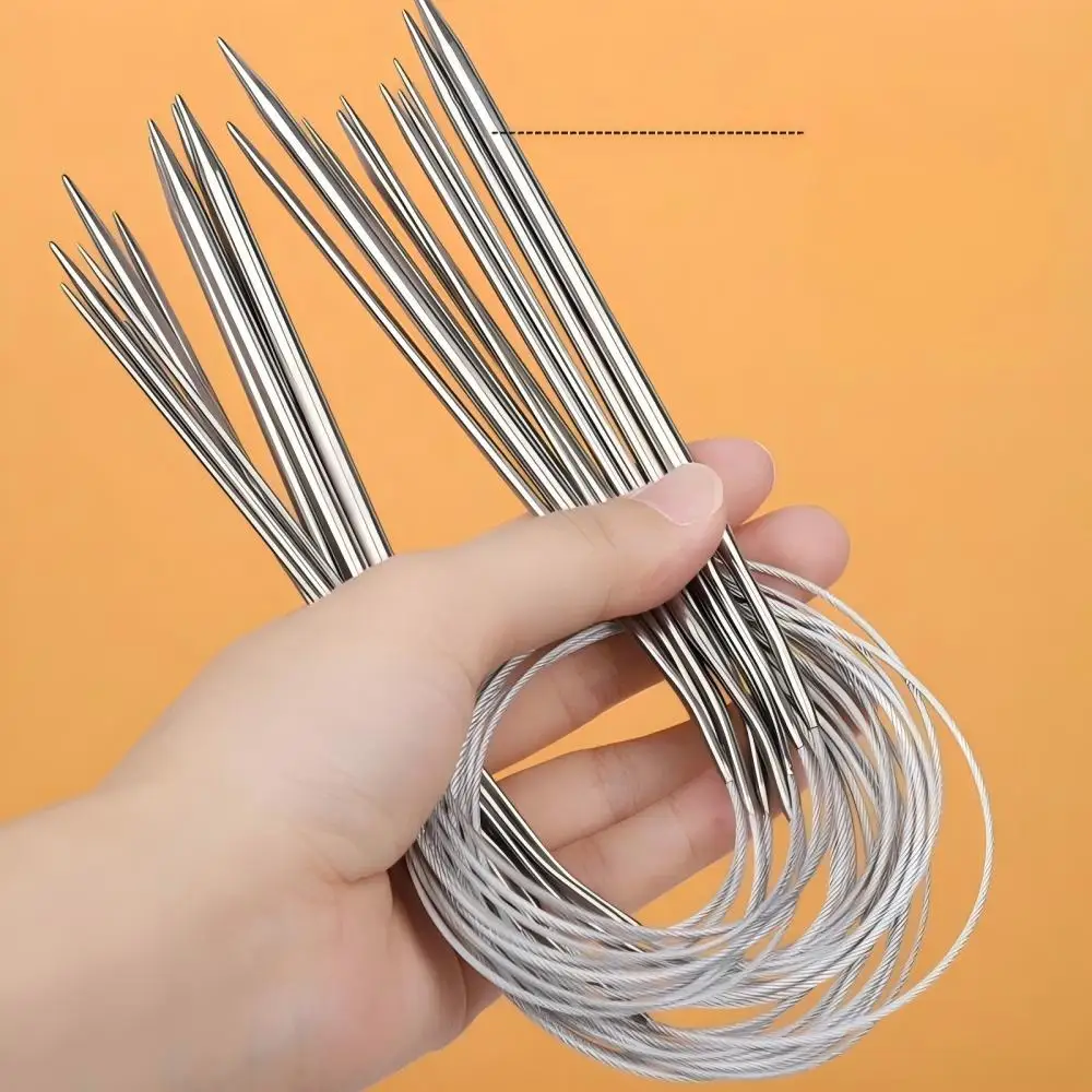 Circular Knitting Needles 80Cm Stainless Steel Double Round Tip Hand Knitting Tools Sock Cuff Seamless Weaving Handcraft Supply