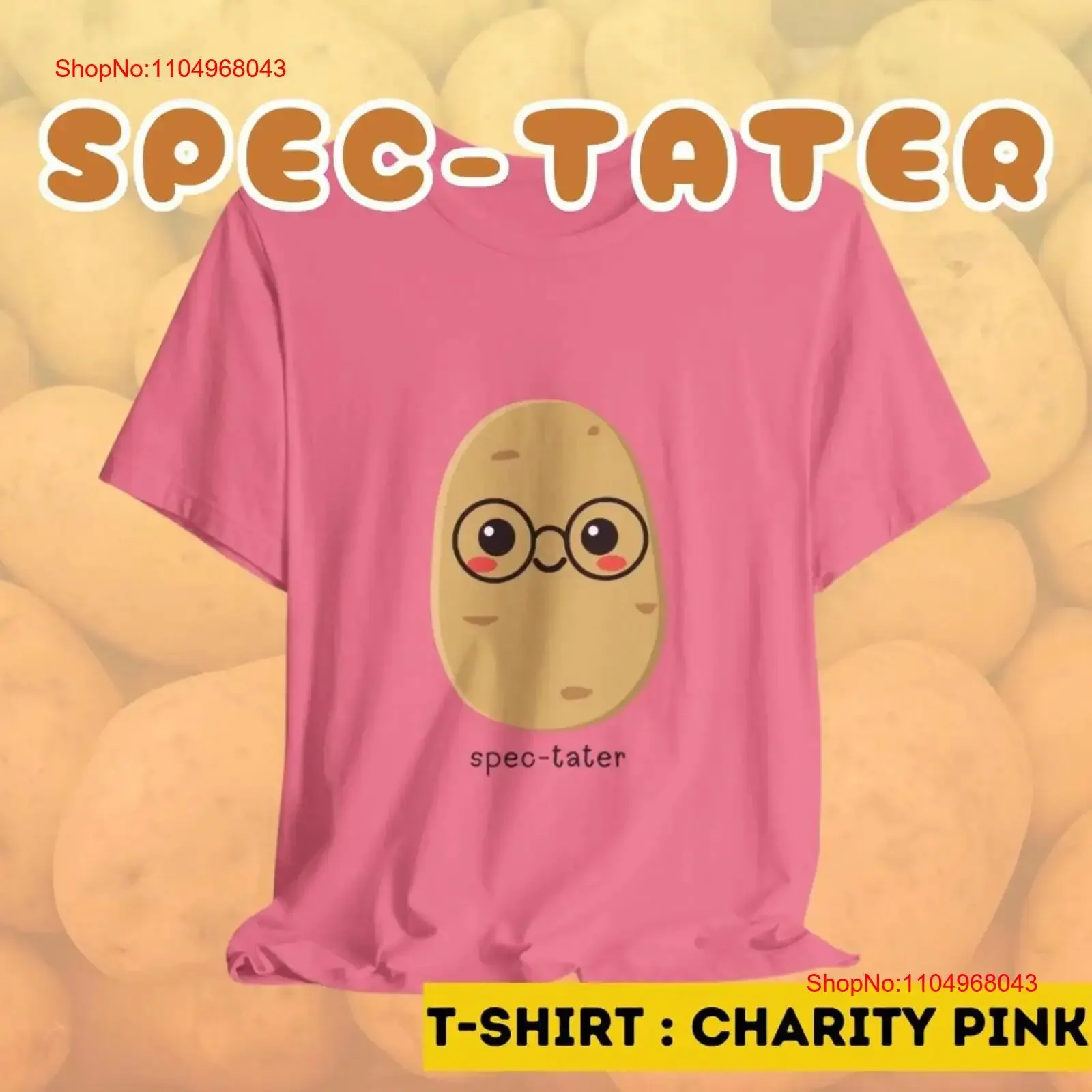 Patata Spec Tater Spectator camiseta extraña divertida comida tonta extraño vintage lavado Casual estirado suave Unisex