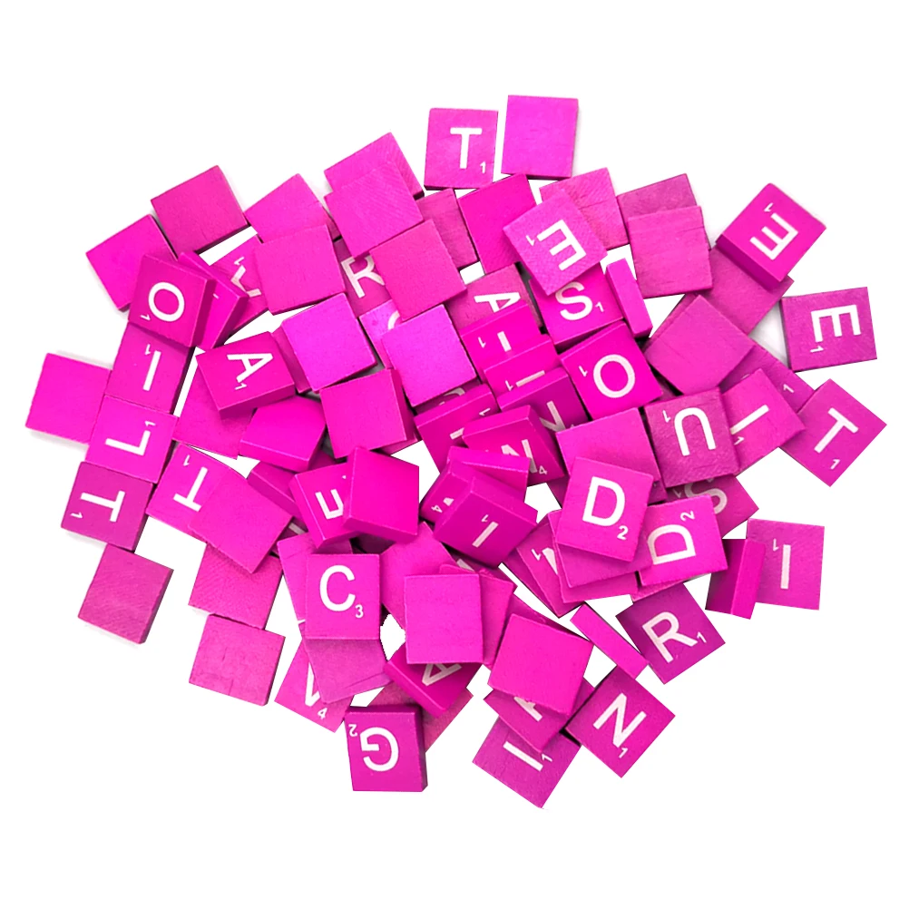 100 Stück Alphabet-Puzzle Natürliche Rosa Holzwürfel für Basteln DIY Kinder-Lernspiel Baby-Holzchips Pädagogisches Spiel