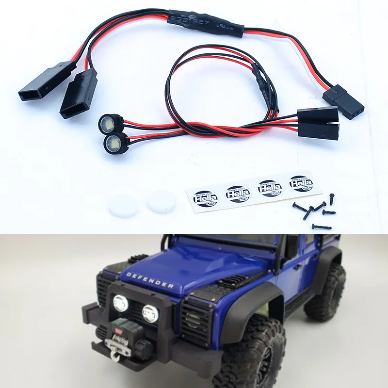 

1 Pair TRX4M LED Universal Round Spotlight Front Bumper Light for 1/18 RC Crawler Car Traxxas TRX4-M Defender D90 D110 Bronco