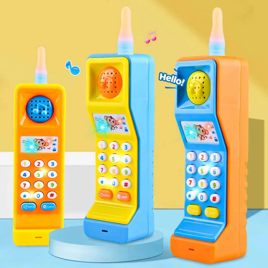 Kids Nostalgic Retro Simulation Big Brother Cell Phone Toys Analog Dialing Numbers With Lighted Musical Early Learning Toys