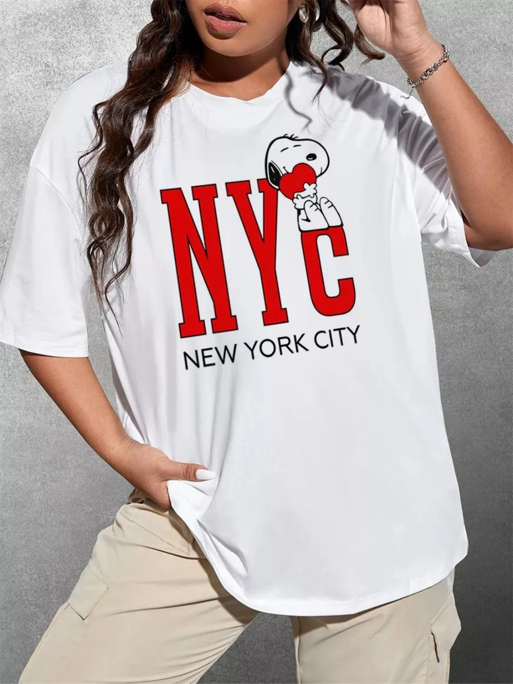 

Summer Cotton T-Shirt Womens New York City Letter Prints T Shirt O-Neck Comfortable Oversized Tops Street Soft Woman Clothes