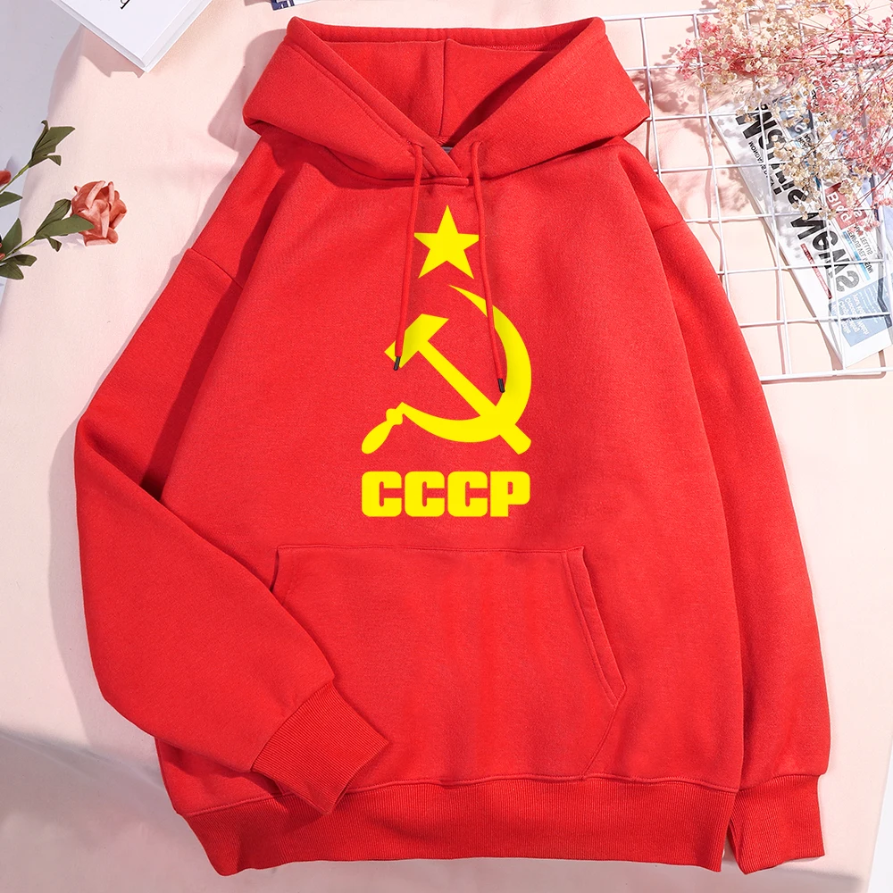 Cccp Hammer Sickle Star Men Women Hoodies New O-Neck Pullover Hoody Harajuku Fleece Sweatshirt Funny Crewneck Man Streetwear