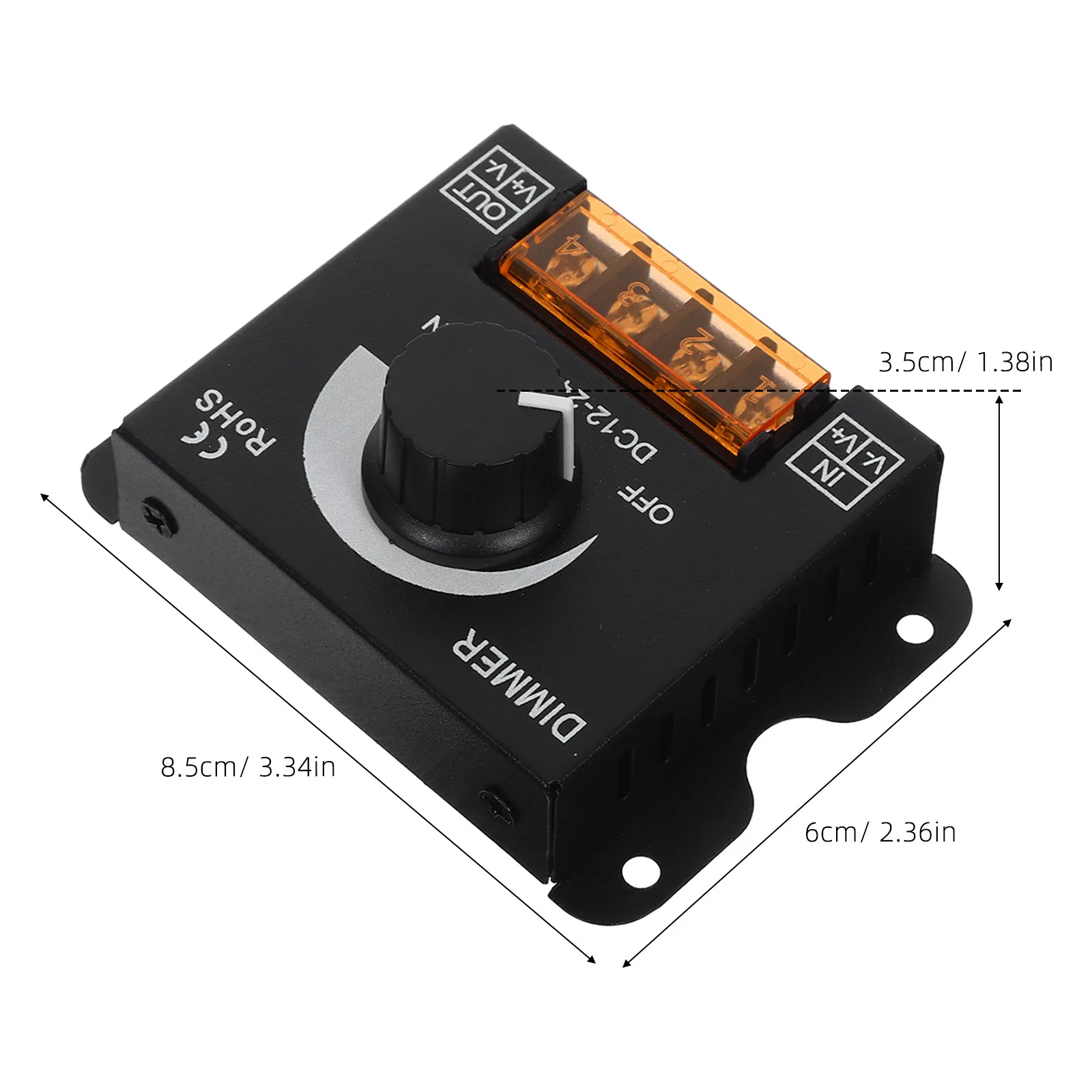 Adjustable LED Dimmer with Rotating Knob 12V 24V Dc Single Channel Brightness Controller for Flexible Strip Lights Residential
