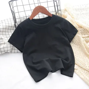 100% Cotton 180gsm Kids T-Shirt 5 100% Cotton 180gsm Fabric Children Boy Girl T shirt 2025 New Summer Women Short Sleeve T-Shirt Cute Style White Solid Color Tops 5