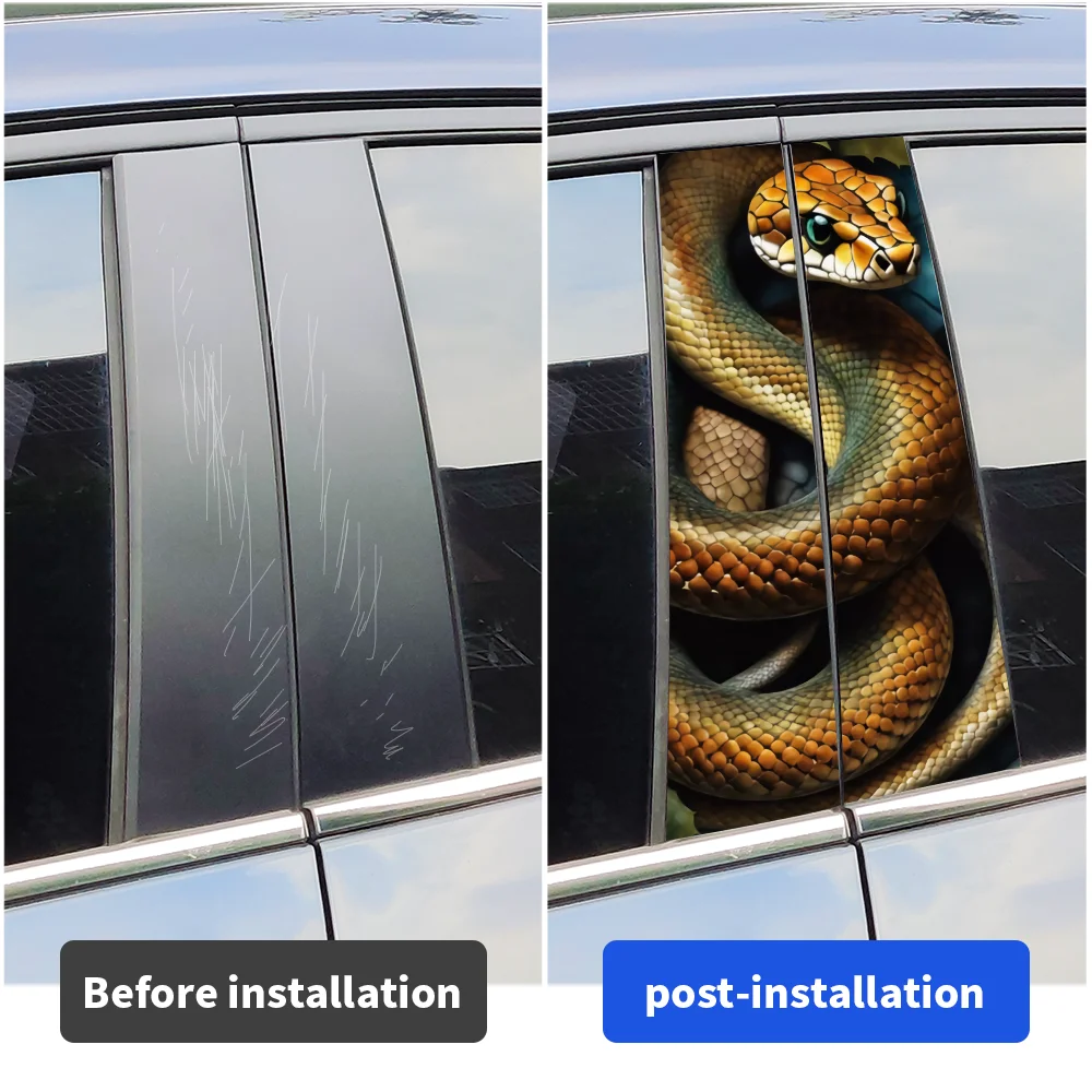 Venomous Snake Car Stickers Waterproof DIY Auto B-pillar Protective Decor Cover Scratches Universal Vehicle Decals Accessories