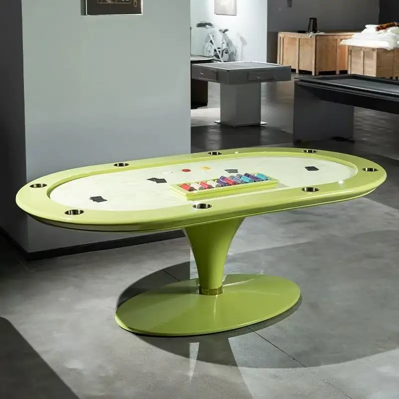 Factory Solid Wood 8 Players  Poker Table with Steel Cups Card Gaming Table for Commercial Use