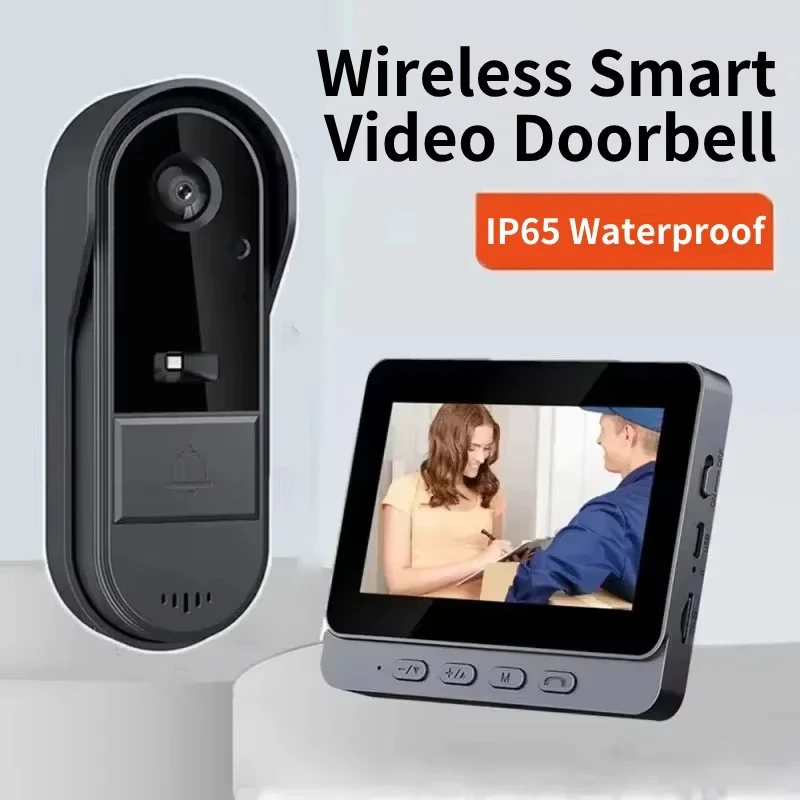 

Беспроводной домофон Дверной звонок HD Ночное видение 4,3-дюймовый экран lPs Водонепроницаемая визуальная камера дверного звонка Умный дом Безопасность Видео By Bell