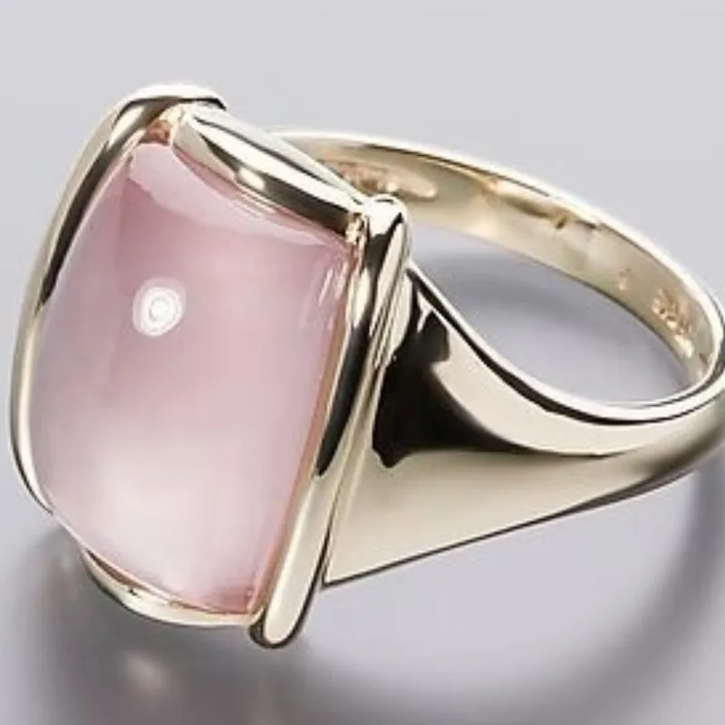 

Elegant Gold Color Inlaid with Pink Stone Rings Delicate Fashion Party Engagement Wedding Rings for Women Jewelry