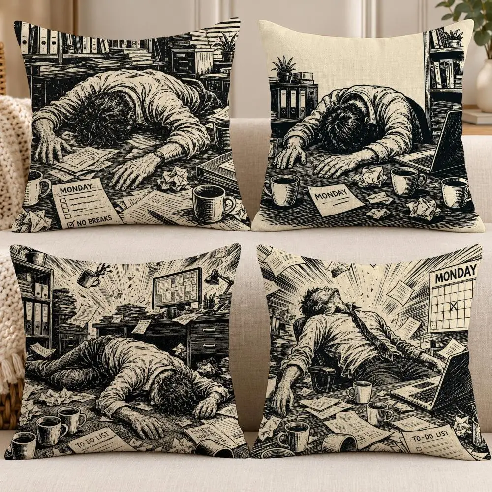 Quote Funny N-Nearly Kills You Coffee Cushion Cover Soft Short Cover Washable Sofa Bed Dorm Garden Home Office Chair Decor