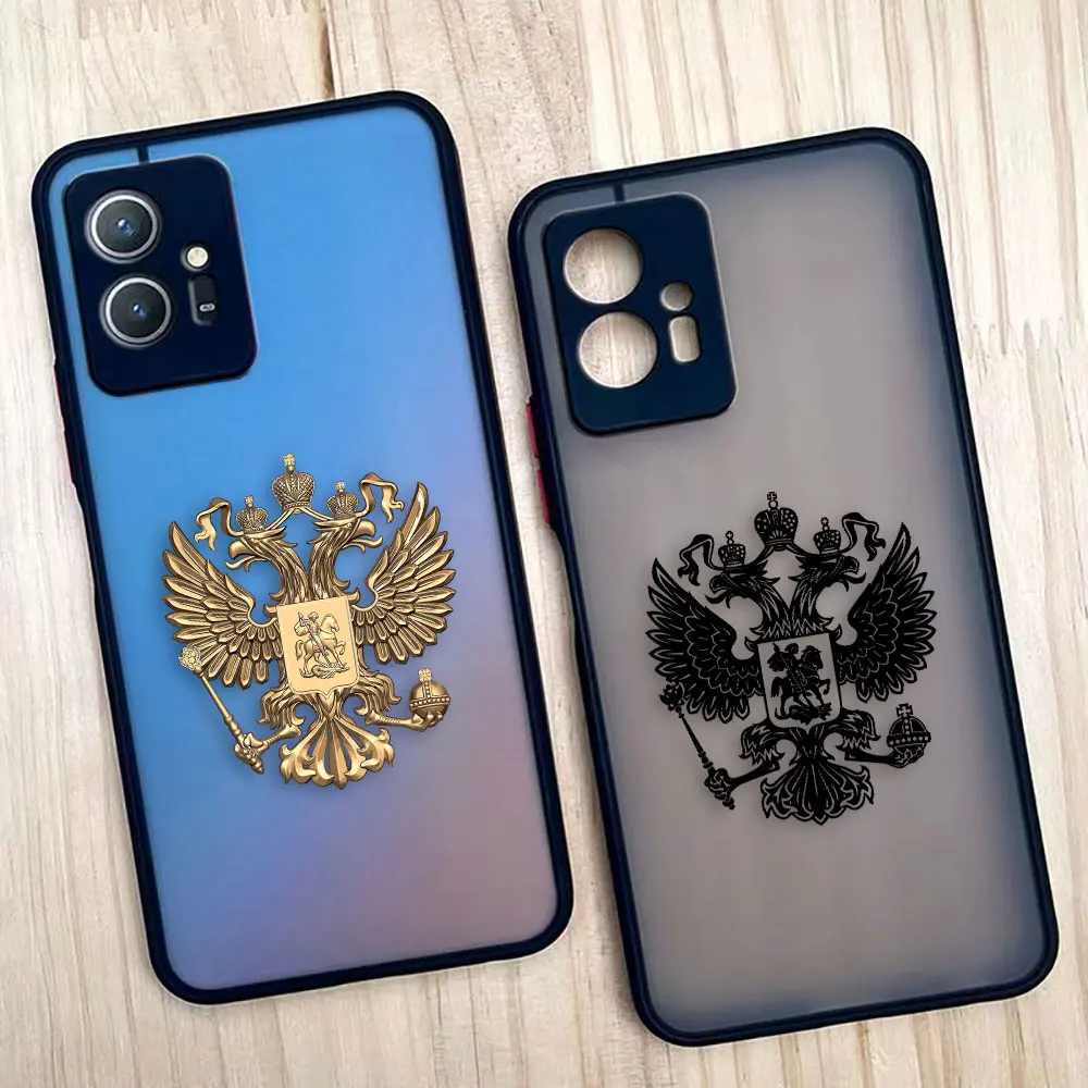 Two-headed Birds Russian Flags Emblem Matte Case for VIVO Y93 Y91 Y78 Y77 Y76 Y75 Y72 Y53 Y52S Y50 Y35 Y21 Y20 Y15 Z1 Z6 5G Case