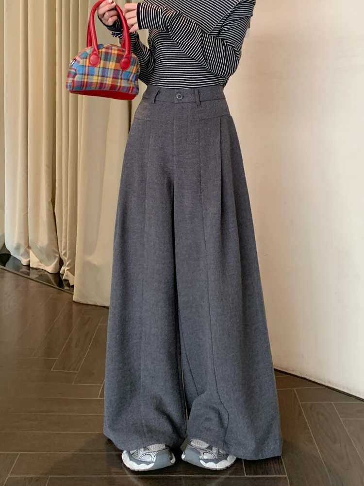 2 ألوان النساء مرونة عالية الخصر سراويل تقليدية الإناث الخريف الربيع 2026 ليوبارد مستقيم السراويل الطويلة الإناث (JJ1958