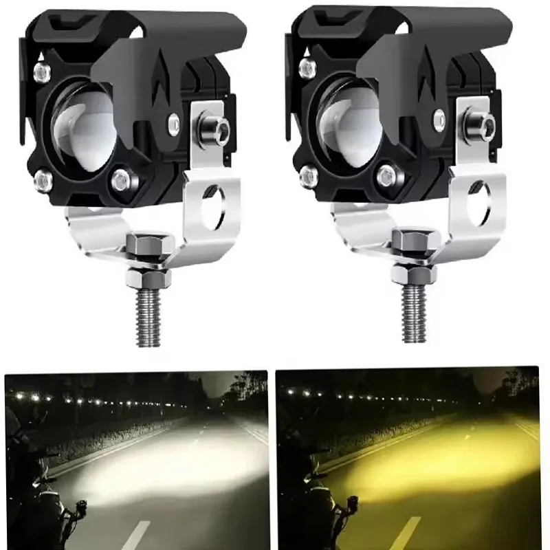 

12V Motorcycle Spotlight Fog lights Lenses Led Work Light DRL Amber/White Color Headlight Off-road 4X4 Car Auto Motorbike Atv