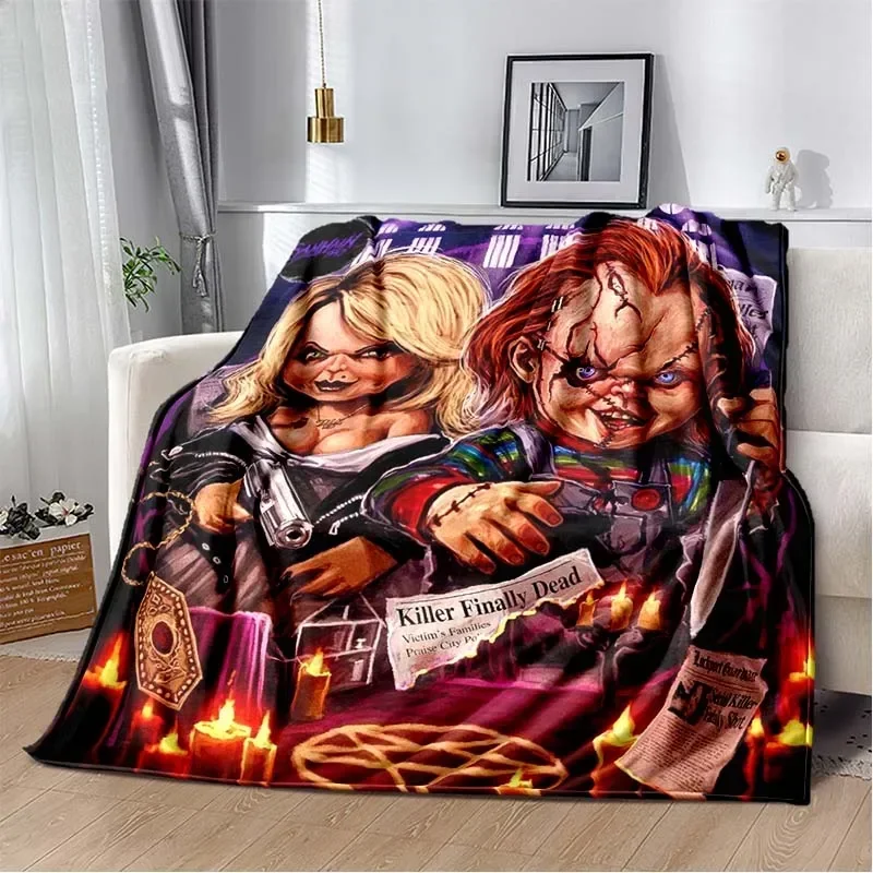 3D Horror Movie Character Chucky Saw Cartoon Area Blanket Fashion Soft Cozy Living room Bedroom Sofa Bed Travel Blanket