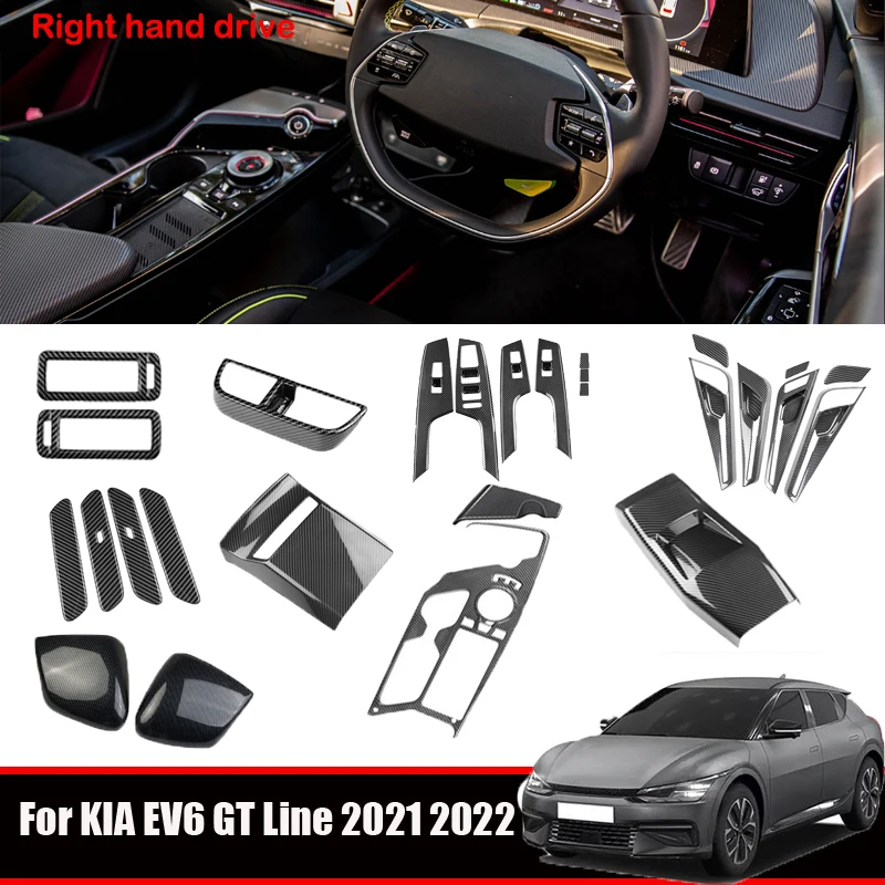 

RHD For KIA EV6 GT Line 2021 22 2023 Center Console Gear Shift reaview mirrior door handle AC vent Decoration Cover Accessories