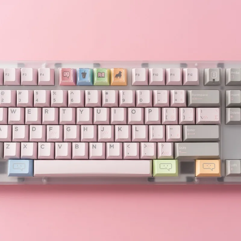 مجموعة أغطية مفاتيح ذات طابع عتيق باللون الوردي الخجول، أغطية لوحة مفاتيح مخصصة لملحقات لوحة المفاتيح الميكانيكية لمكتب الألعاب #2